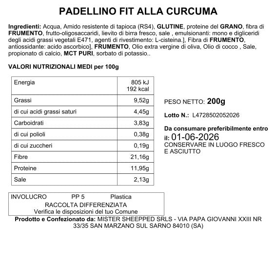 PADELLINO FIT ALLA CURCUMA 200GR