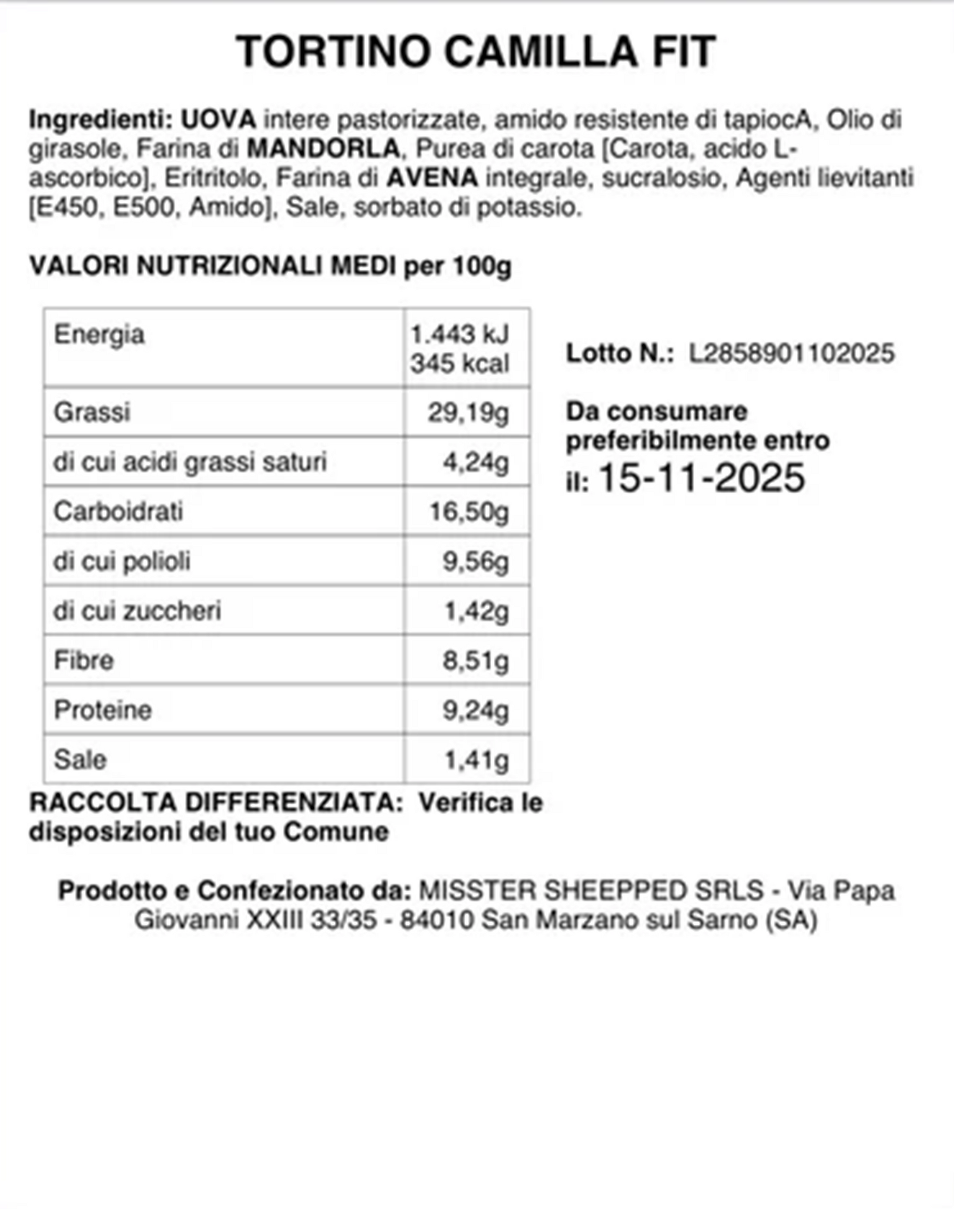 Tortino Camilla Fit - 70gr