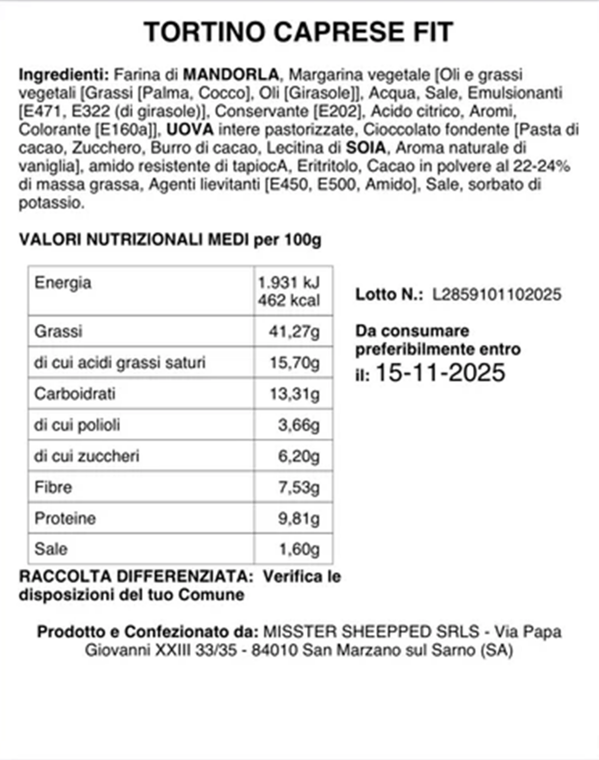 Tortino Caprese Fit - 70gr